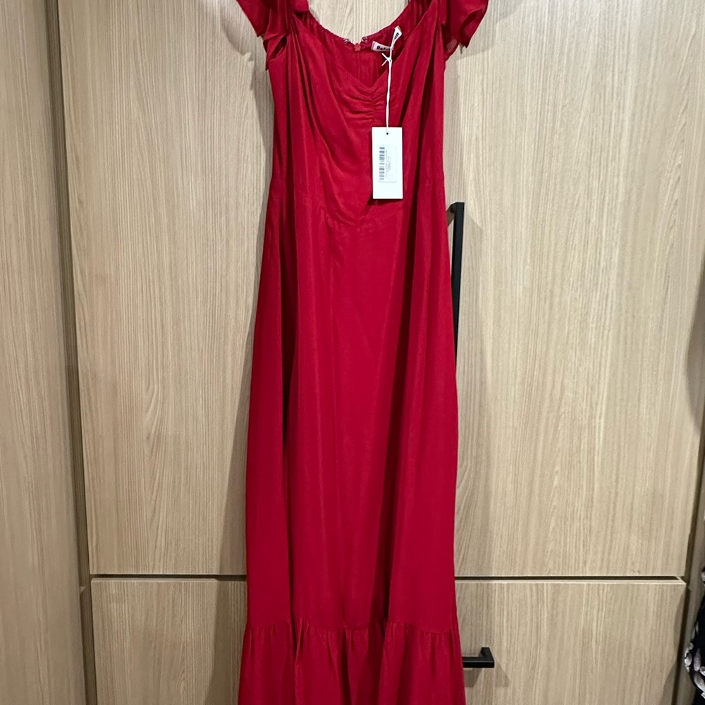 REFORMATION RED BUTTERFLY MIDI DRESS- size 4- never been worn with tags!! NEW